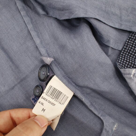 120% Lino Sports Coat medium linen Blue Unstructured notch lightweight blazer - Picture 13 of 16